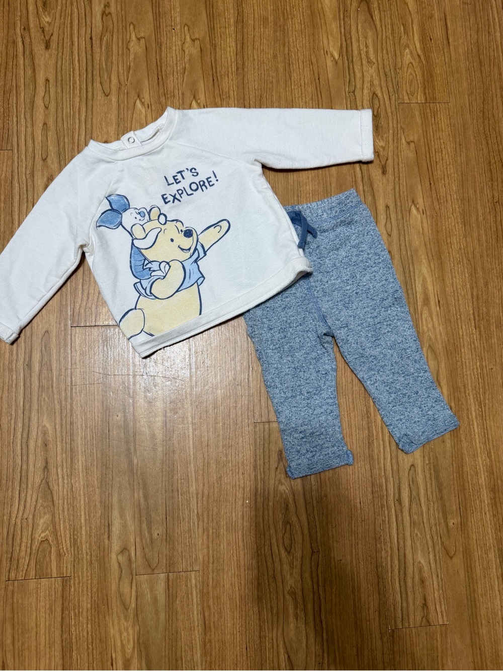 Disney Cream Top & Blue Pants Kids Matching Set - Winnie the Pooh